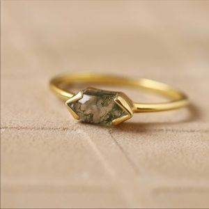 Yellow Gold Fill Moss Agate Ring